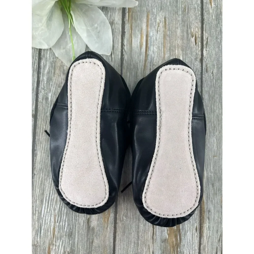 Toddler Girls Ballet Shoes Dance Class Leather Sole Adjustable Strap Size 10